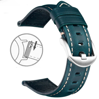 Correa de reloj de cuero de liberación rápida de 20 mm 22 mm, cuero auténtico Crazy Horse aceitado y encerado, estilo vintage, producto estrella, correa de repuesto retro para ropa de trabajo