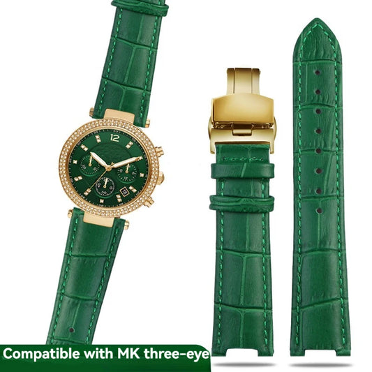 Bracelet de montre en cuir de veau vert et marron, bracelet de montre en cuir de vachette, série Brosthree Eyed PARKER, MK2277, 2425, 2290, 2281, 2280, MK6985, 6984, MK5354