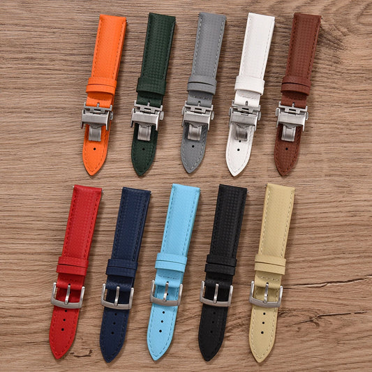 STAPELP – cinturino in tessuto a vela, 18mm, 19mm, 20mm, 22mm, FKM superiore + base in pelle, texture, cinturini per orologi in gomma, fibbia ad ardiglione a sgancio rapido