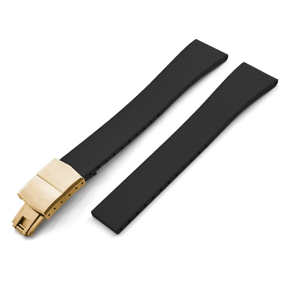 Bracelet de montre en caoutchouc FKM CTS 20 mm, texture unique, attache rapide, avec boucle papillon 4 couleurs, bracelet de remplacement durable