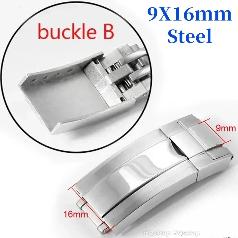 9x9mm 手表扣，适用于 Rolex 劳力士 DAYTONA 迪通拿、SUBMARINER 水鬼、GMT 系列，不锈钢表扣，带微调拉扣，9x16mm 表扣。