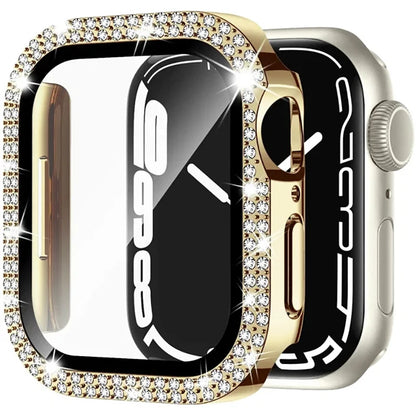 Coque en verre et diamant pour Apple Watch, 46mm 40mm 44mm 41mm 42mm 45mm, protection antichoc brillante, iWatch série 11 10 9 SE 7 8