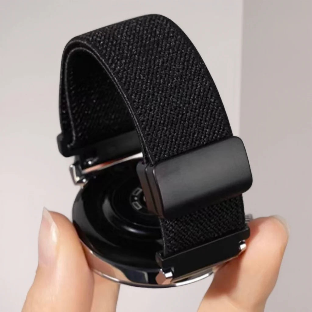 Boucle magnétique élastique en nylon pour Samsung Watch4/5/6/Huawei GT4/GT3/Watch 4/Amazfit GTR4/Xiaomi/Garmin Venu/Fenix 7