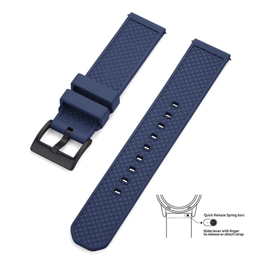 Premium Quality 18mm 20mm 22mm FPM/FKM Watch Strap, New Design Quick Release Fluoro Rubber Watchbands for Every Smartwatch Brand
