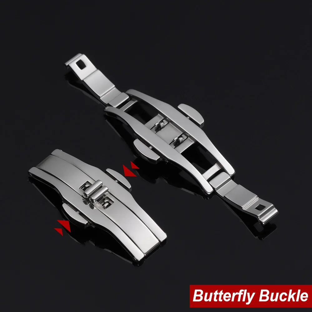 Accessori per orologi: Fibbia automatica a doppio pulsante per cinturino, chiusura deployante in acciaio, pulsante universale in metallo 4mm 5mm 6mm