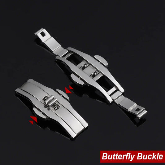 Accessori per orologi: Fibbia automatica a doppio pulsante per cinturino, chiusura deployante in acciaio, pulsante universale in metallo 4mm 5mm 6mm