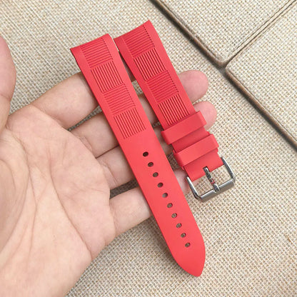 Bracelet de montre 20mm 22mm à extrémité incurvée, adapté aux montres à quartz Omega Rolex pour hommes, accessoires, bracelet en caoutchouc FKM, fluoroélastomère, multicolore, tendance