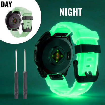 Cinturino per orologio in silicone luminoso, 22/26mm, per Garmin Fenix 5X/5X Plus/6/6X Pro/6X/7X/8(47/51mm)//Tactix Delta/EPIX Pro 51mm/Enduro 3