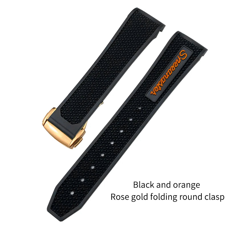Soft Rubber and Silicone Watch Strap, 19mm 21mm 20mm 18mm, for Omega Speedmaster Seamaster 300 Sport Watch, Black and Blue Bracelets
