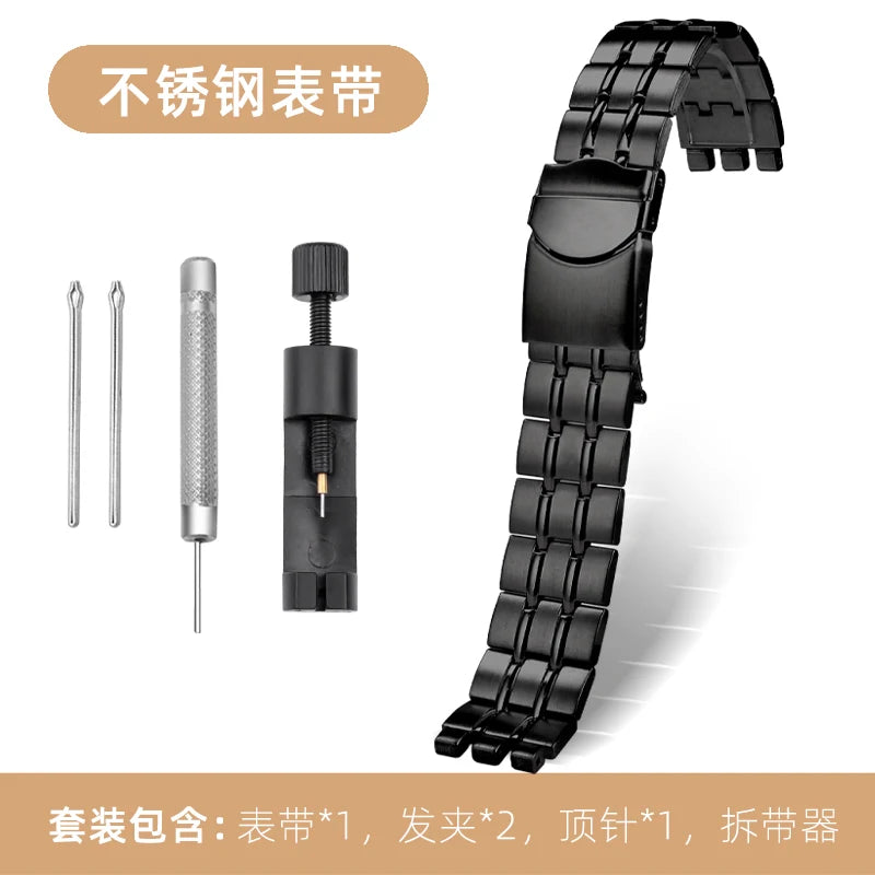 17mm 19mm Black Metal and Steel Bracelet for Men and Women, Ceramic Watch Strap for Swatch YGS749G YCS