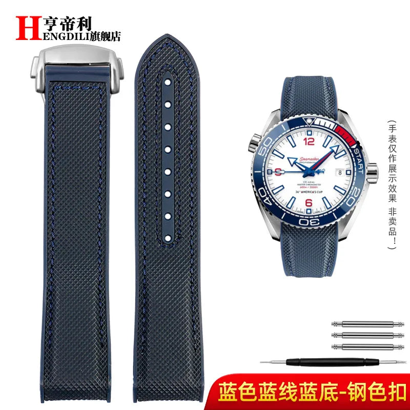 Bracelet à extrémité incurvée pour hommes, 8 couleurs, pour Omega Seamaster 300 Ocean Speedmaster 8900 Planet Ocean, 20m 22mm, tissu en Nylon et caoutchouc