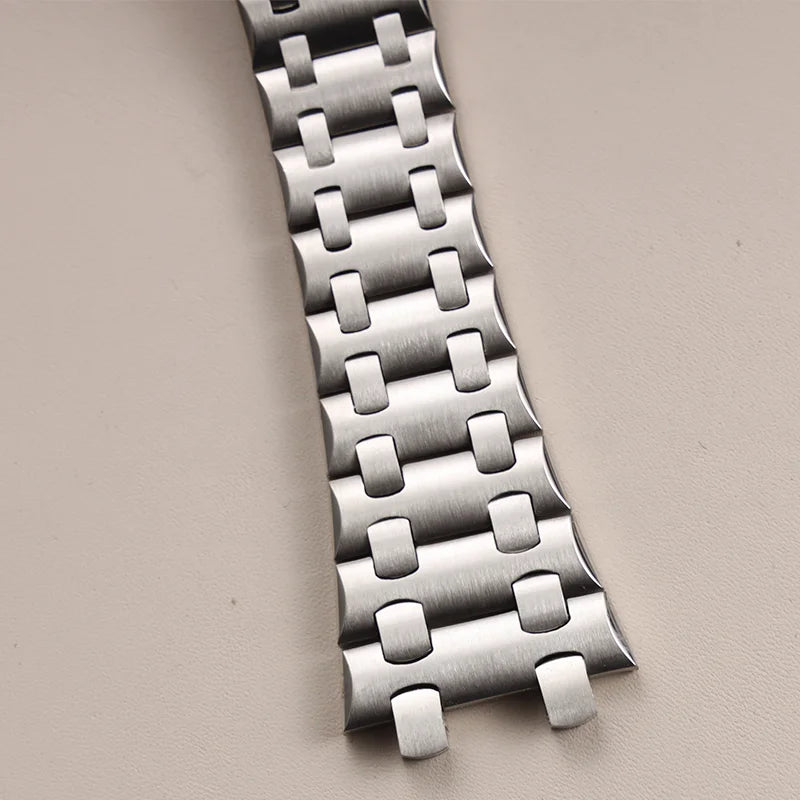 Bracelet de montre AP Royal Oak Offshore en argent brossé, 42mm, bracelet en acier inoxydable massif, 28mm, concave-convexe, 15710 26470