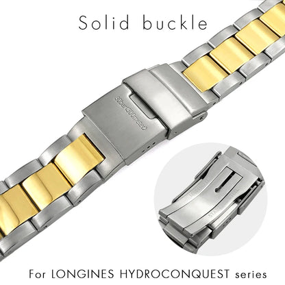 Bracelet de montre en acier inoxydable, 19mm, 21mm, 22mm, pour Longines Conquest HydroConquest L3.782 L3.641 L3.841, bracelet de montre en métal massif