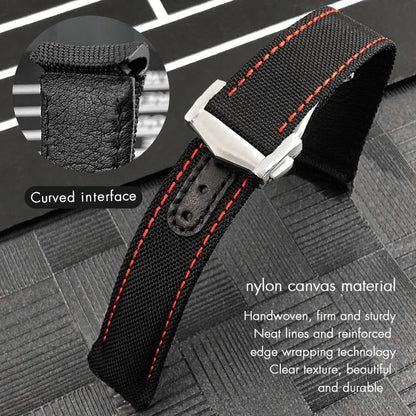 Bracelet de montre en tissu nylon de haute qualité avec base en cuir, adapté à Omega Seamaster Diver 300M AT150 Aqua Terra |   19 mm 20 mm 21 mm