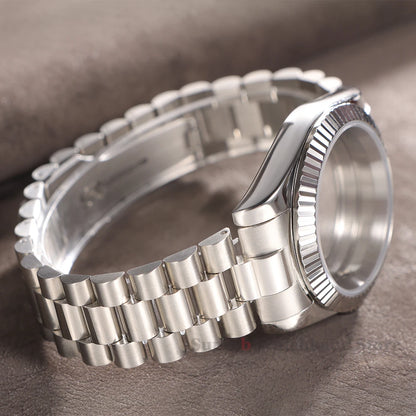 Bracelet en métal massif de 20mm pour bracelet en acier inoxydable à extrémité incurvée Rolex pour boucle présidentielle Oyster pour hommes argent or