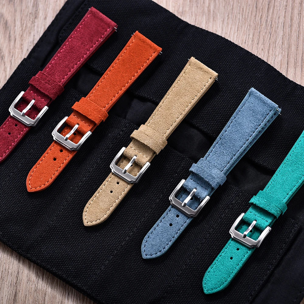 Soft Suede Leather Watch Strap, 18mm 19mm 20mm 22mm, Quick Release for Huawei GT2 GT3 42mm 46mm, Vintage Replacement Belts