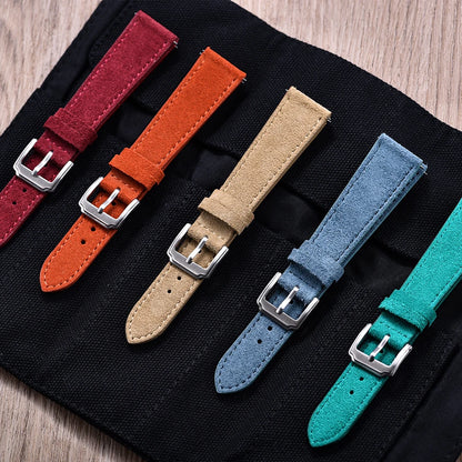 Soft Suede Leather Watch Strap, 18mm 19mm 20mm 22mm, Quick Release for Huawei GT2 GT3 42mm 46mm, Vintage Replacement Belts