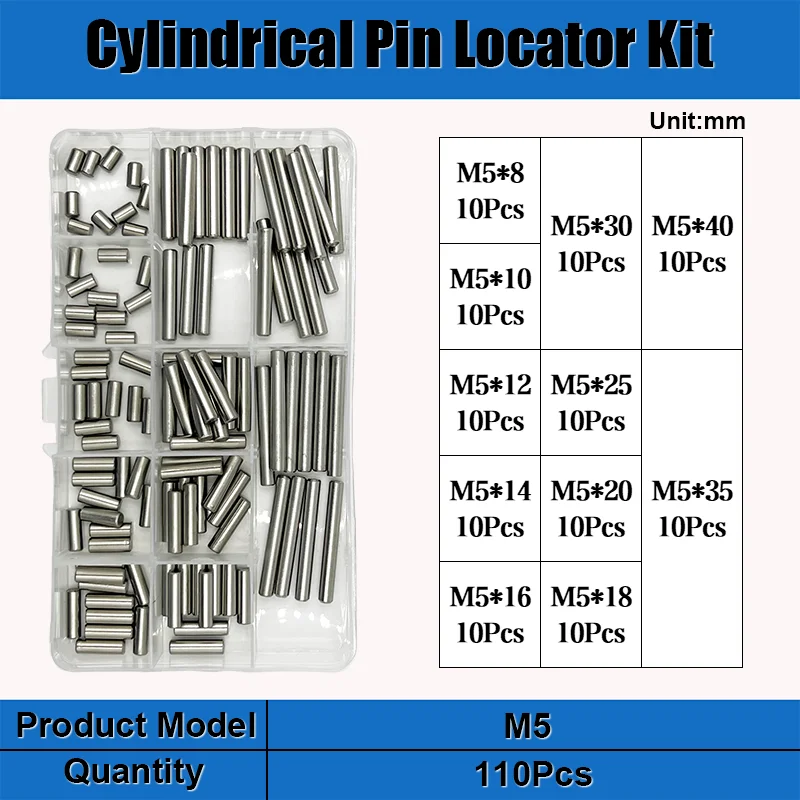 Exacpille Cylindrique en Acier Inoxydable Dallas, M1.5 M2 M2.5 M3 Figuré M5 M6 M8, avec exacpille de Localisation, Arbre Solide FiosphLock, en Métal, Dernier Ensemble