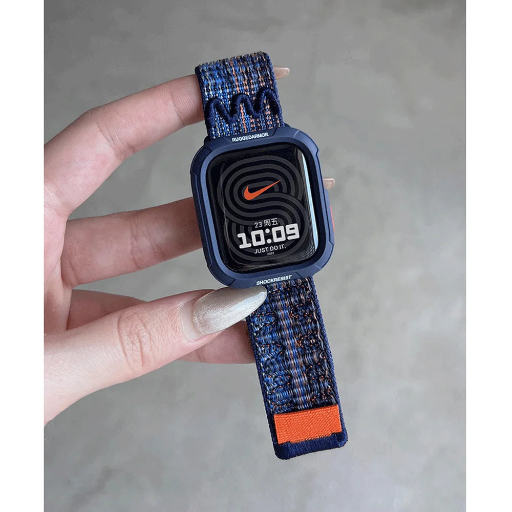 Coque en silicone + bracelet pour Apple Watch Series 11 10 9 8 7 45mm 41 Band SE 6 5 4 44 40mm, bracelet en nylon correa pour iWatch Ultra 49mm