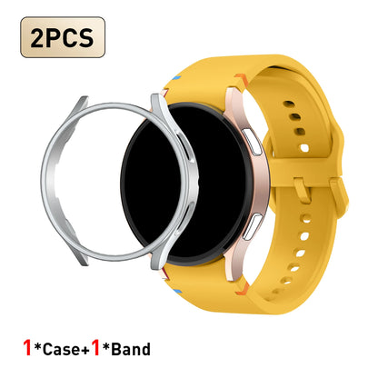 Set di 2 pezzi (cinturino e custodia) per Samsung Watch FE/7/6/5/4/5 Pro, stile punto piatto, compatibile con quadranti da 40/44/45mm, protezione anticaduta, confezione regalo