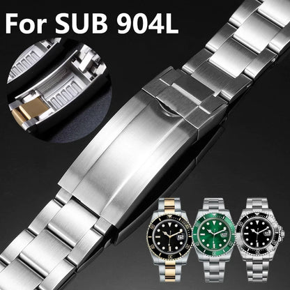 Watch band for Rolex Submariner Daytona, Yacht-Master Gstuff, foetal locking clasp, 904 steel watch band, watch straps, 20mm, 21mm