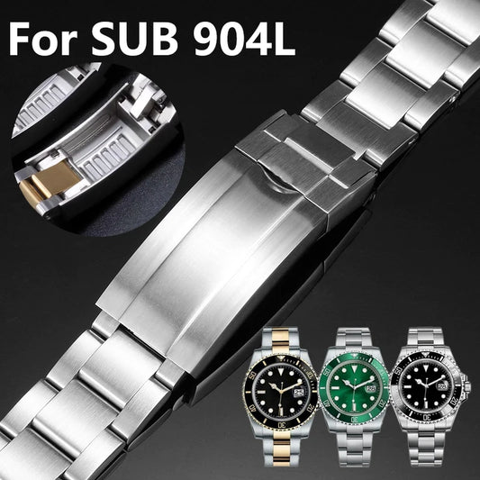 Cinturino per Rolex Submariner Daytona, Yacht-Master Gstuff, chiusura pieghevole, cinturino in acciaio 904, bracciali, 20mm, 21mm