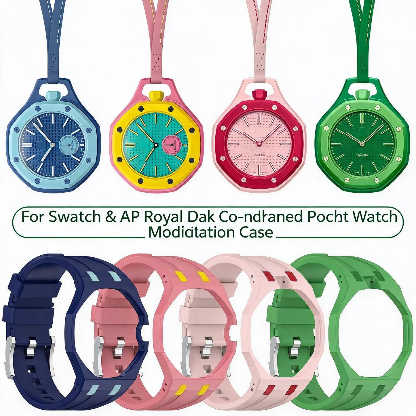 Bracelet de conversion en silicone coloré compatible avec la montre de poche Swatch Royal Pop – Accessoire de modification tout-en-un pour montre-bracelet
