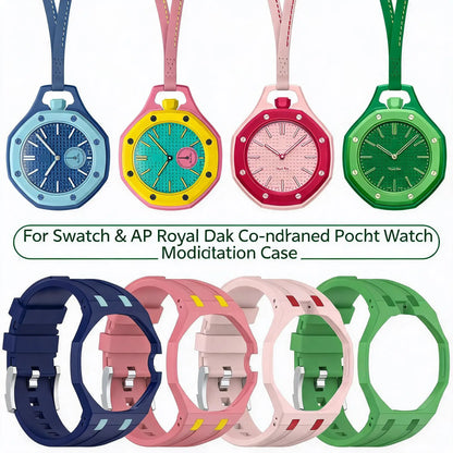 Bracelet de conversion en silicone coloré compatible avec la montre de poche Swatch Royal Pop – Accessoire de modification tout-en-un pour montre-bracelet
