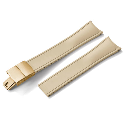 TONJETT for d-elug Curved FKM Rubber Watch Band 20mm 22mm Curved CTS Watch Strap Cut to Size Quick Release Butterfly Buckle