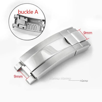9x9mm 手表扣，适用于 Rolex 劳力士 DAYTONA 迪通拿、SUBMARINER 水鬼、GMT 系列，不锈钢表扣，带微调拉扣，9x16mm 表扣。