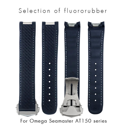 Bracelet de montre en caoutchouc fluoré FKM coloré de qualité supérieure, 19mm, 20mm, 21mm, pour Omega Seamaster 300 Aqua Terra AT150, bracelet de montre souple, outil