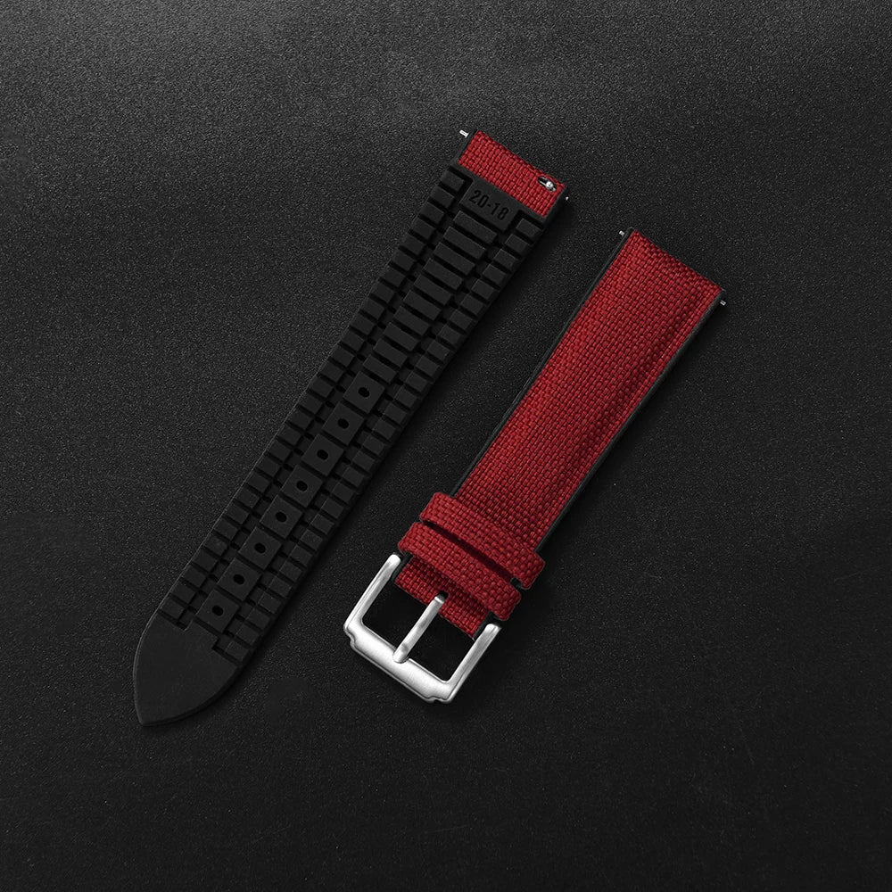 Bracelet en caoutchouc pour tissu voile, nouveau Design, bracelets de montre étanches à dégagement rapide, 18mm 19mm 20mm 21mm 22mm, bracelet en toile et Nylon