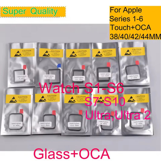 10 pezzi/lotto per Apple Watch serie 10 9 8 7 6 5 4 3 Ultra 38mm 40mm 42mm 44mm 46mm pannello frontale esterno LCD touchscreen vetro OCA