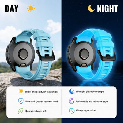 Cinturino per orologio in silicone luminoso, 22mm 26mm, per Garmin Instinct 3 (50/45mm)/Fenix 8Pro (47/51mm)/7/7X/6/6X/Tactix8/Forerunner970