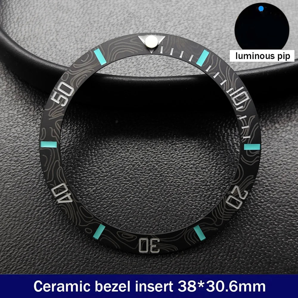 38mm x 30.6mm Sloped Ceramic Bezel GMT and Diving Watch Insert for 40mm Men's Watch Replacement Watch Bezel Inserts
