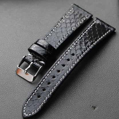Cinturino per orologio fatto a mano in pelle di serpente, 18, 19, 20 mm, stile morbido e vintage, a sgancio rapido, verde, nero, giallo, lunghezza S/M