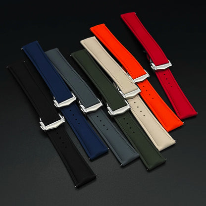 OZE Bracelet montre Caoutchouc Siliconé Premium - Motif Tissu - Boucle déployante