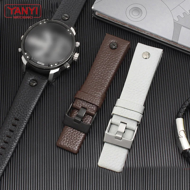 Genuine Leather Watch Strap 22 24 26 27 28 30 32mm, for Diesel DZ7370 DZ7313 DZ7413 DZ7257, leather watch band