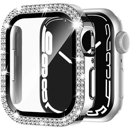 Coque en verre et diamant pour Apple Watch, 46mm 40mm 44mm 41mm 42mm 45mm, protection antichoc brillante, iWatch série 11 10 9 SE 7 8