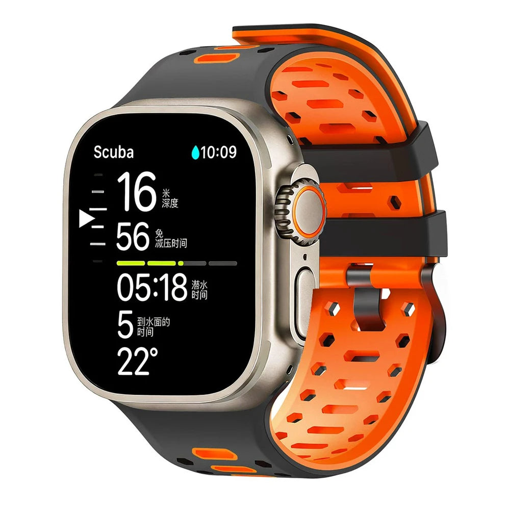 Cinturino sportivo in silicone traspirante per Apple Watch Ultra 2 3, bracciale iWatch da uomo, 49 mm, serie 11 10 46 mm/9 8 7 SE 6 5 44 mm/45 mm