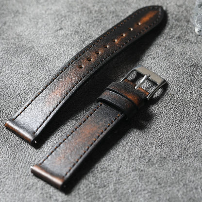 Handmade Italian Brushed Vintage Watch Strap 18 19 20 22MM Men's Vintage Bracelet, Soft Quick Release Bracelet, Premium Leather