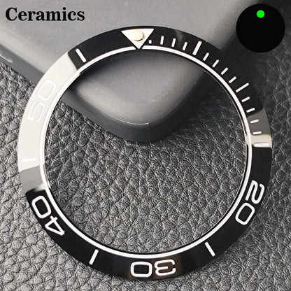 Insert de lunette incliné en céramique/aluminium 41.5mm x 32.7mm, adapté au remplacement de lunette de montre pour hommes, accessoires de montre