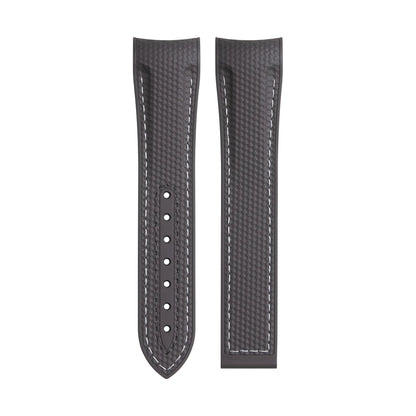 OZE - Cinturino in gomma da 21 mm per Omega - Motivo in tessuto - Curvo 