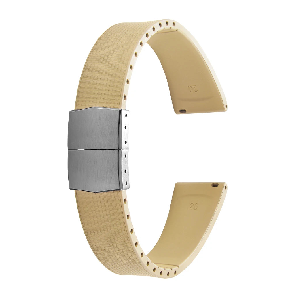 Cinturini per orologi in gomma Delugs CTS Fkm da 20 mm con fibbia a farfalla, 4 colori, texture unica, cinturino per orologi a sgancio rapido per orologi di marca