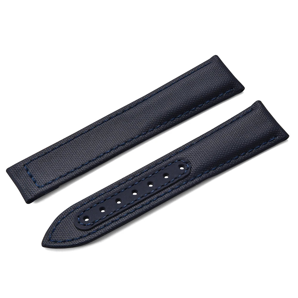 Bracelet de montre en Nylon en tissu voile, 20mm 22mm, en cuir, pour Omega Seamaster Swatch, boucle pliante, Bracelet universel