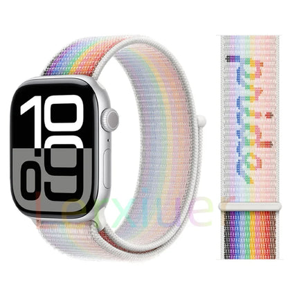 适用于 Apple Watch 46mm 44mm 45mm 40mm 41mm 42mm 的尼龙回环表带，适配 iWatch 系列 11 10 9 SE 8 7 6 5 4 Ultra 3 2 49mm