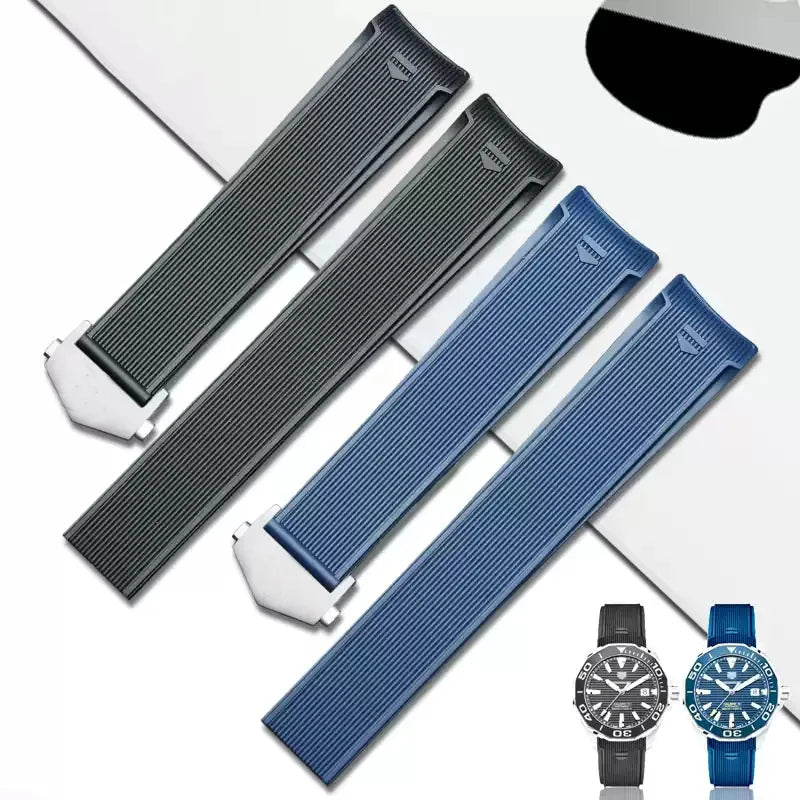 Cinturino per orologio con fibbia pieghevole TAG Heuer, cinturino in silicone WAY201, orologio da uomo Jingqian 300/500 Carlisla serie TAG, cinturino in gomma, 22 mm