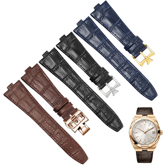 Genuine leather watch strap for VachAnderConstantin OVERSEAS, 4500V 5500V P47040 series, stainless steel structure, men's watch strap, 25x8