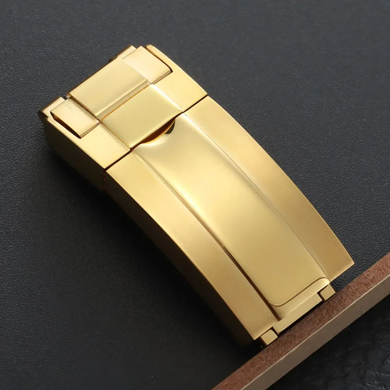 For Rolex Submariner Oysterflex Daytona GMT 9mm 16mm Stainless Steel Double Security Folding Watch Buckle Clasps Solid Watch Button
