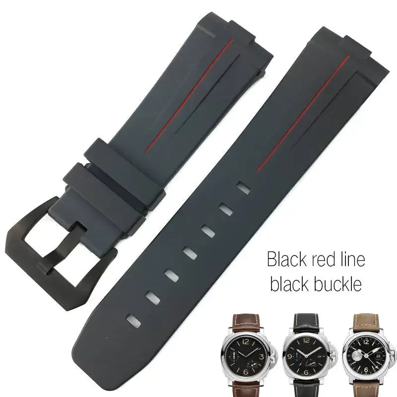 Bracelet de montre en caoutchouc naturel à extrémités courbes, 24mm, pour Panerai LUMINOR PAM00357 00111 01312, bracelet de montre en Silicone, outils gratuits